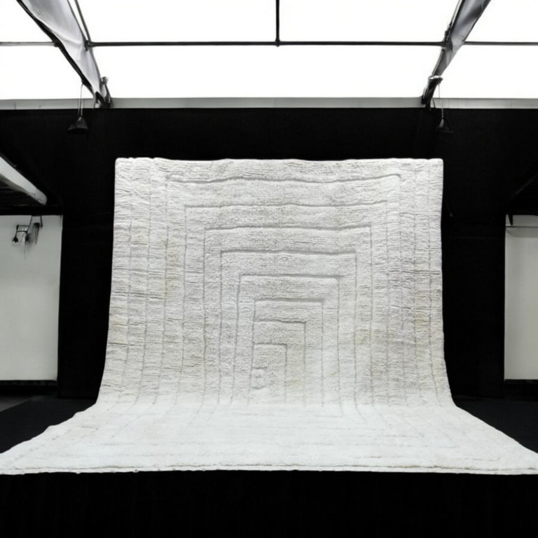 Tapis-beni-ouarain-contemporain-relief-blanc