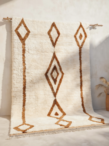 111C-tapis-laine-maroc-blanc-marron-losanges