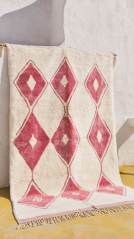 Tapis Marocain Artisanal Blanc Rose Tapis Marocain Artisanal Blanc Rose