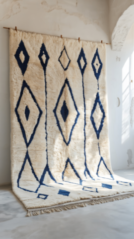 Tapis Beni Ouarain bleu authentique