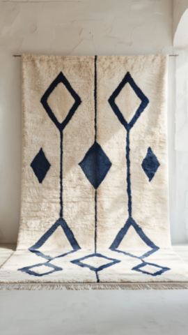 Traditional blue Beni Ouarain rug