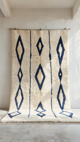 Tapis marocain bleu géométrique