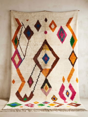 Tapis berbère Azilal coloré – Style ethnique chic