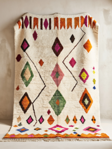 Tapis marocain Azilal multicolore – Décoration bohème