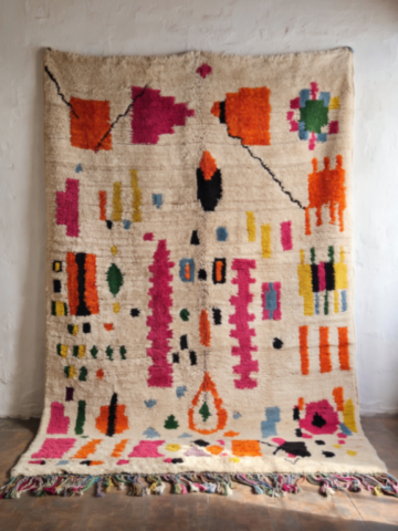 Tapis Azilal multicolore – Tissé main au Maroc