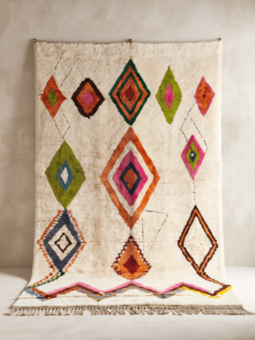 Tapis Azilal multicolore – Style artistique marocain