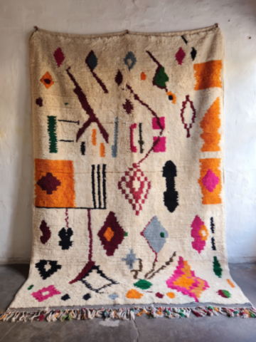 Tapis Azilal coloré – Pièce unique marocaine
