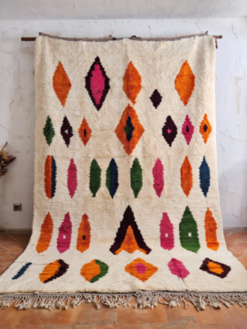 Tapis Azilal multicolore – Motifs créatifs