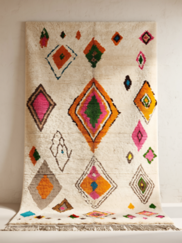 Tapis Azilal multicolore – Tissage du Haut Atlas