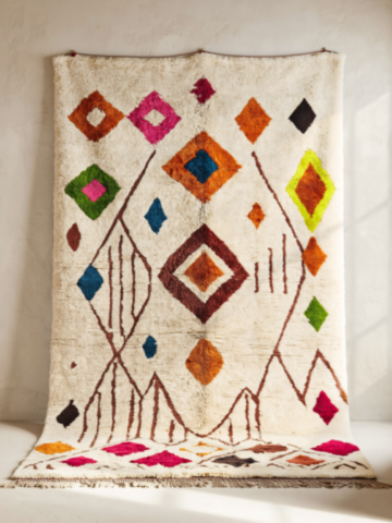 Tapis Azilal Coloré sur Fond Gris – Berbère Authentique